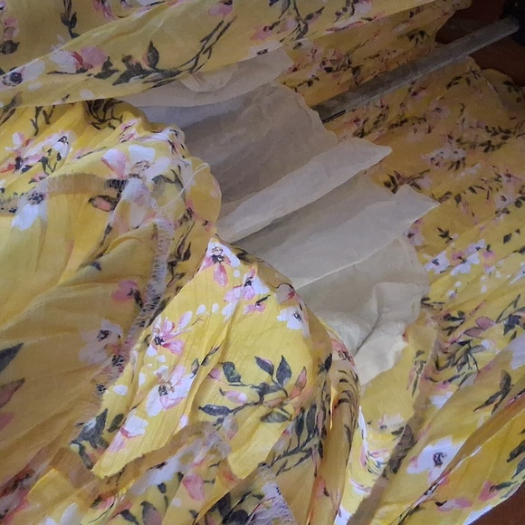 Floral Yellow Womens Maxi Dress - Picture 7 of 10